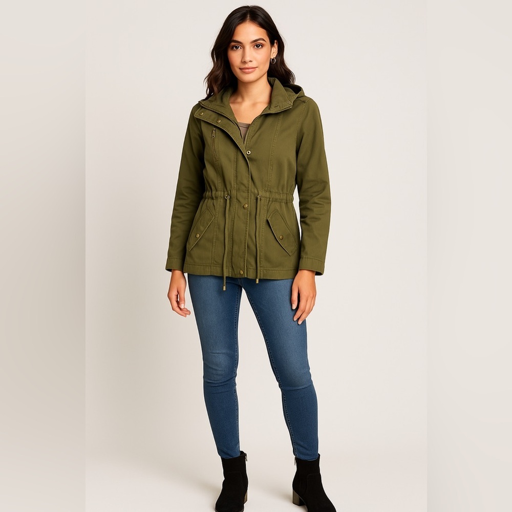 🌿 Miss London Women’s Olive Green Utility Jacket – Size M